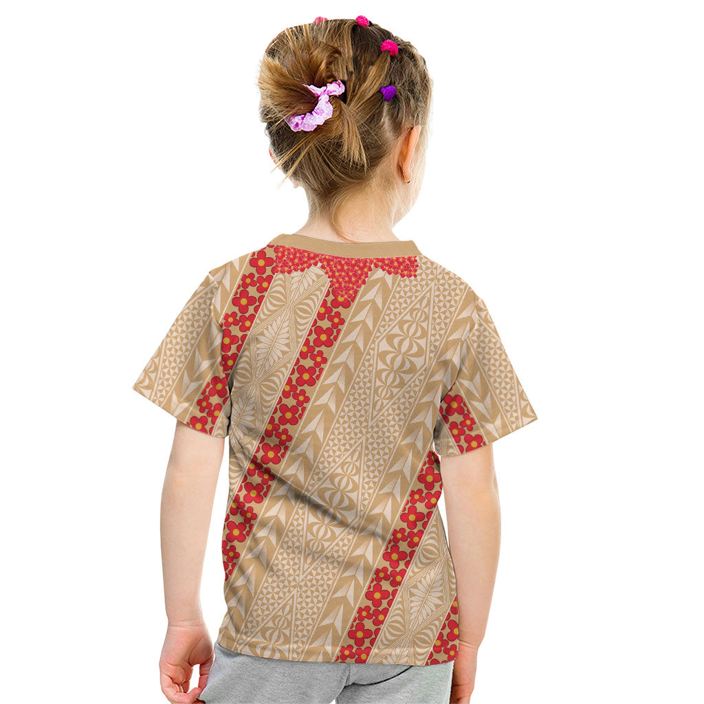 Malo e Lelei Tonga Kid T Shirt Heilala Lei Tongan Ngatu Pattern LT14 - Polynesian Pride