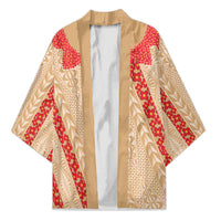 Malo e Lelei Tonga Kimono Heilala Lei Tongan Ngatu Pattern LT14 Unisex Beige - Polynesian Pride