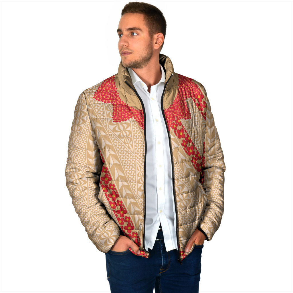 Malo e Lelei Tonga Padded Jacket Heilala Lei Tongan Ngatu Pattern LT14 - Polynesian Pride