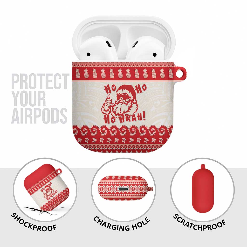 Red Mele Kalikimaka Hawaii AirPods Case Funny Ho Ho Ho Santa Shaka - Polynesian Pride