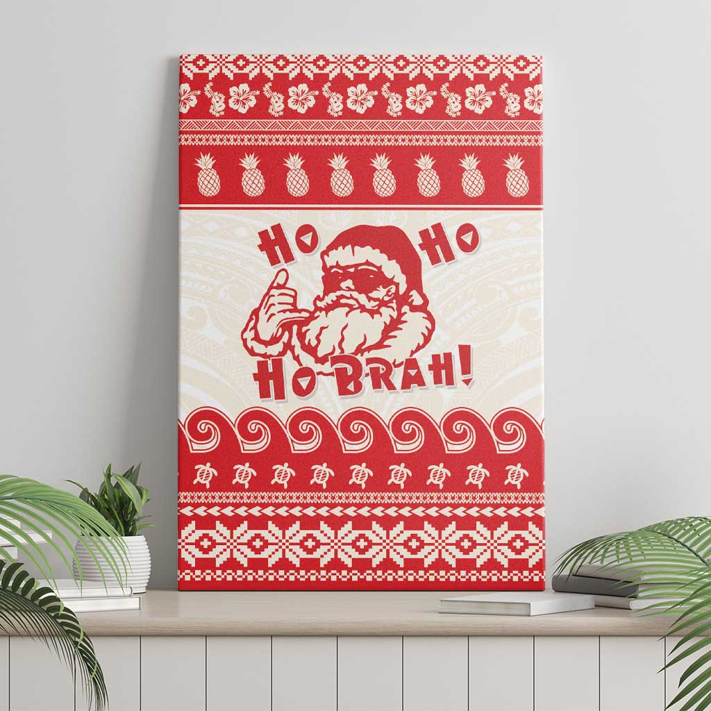 Red Mele Kalikimaka Hawaii Canvas Wall Art Funny Ho Ho Ho Santa Shaka LT14 - Polynesian Pride