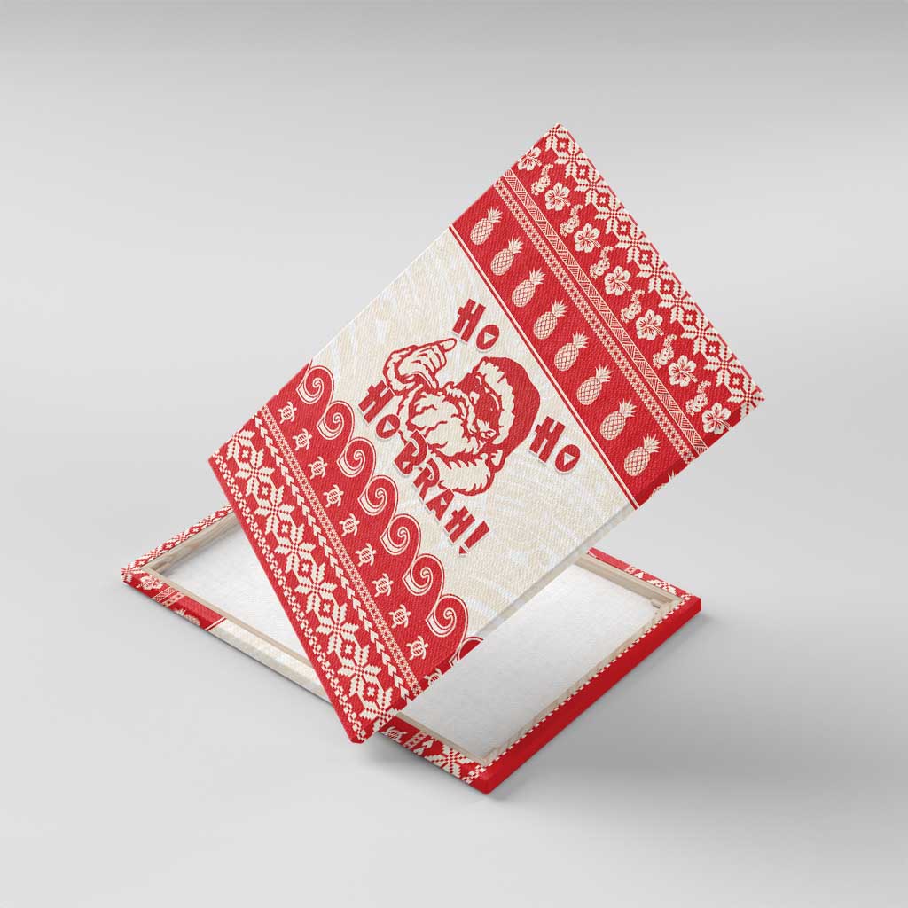 Red Mele Kalikimaka Hawaii Canvas Wall Art Funny Ho Ho Ho Santa Shaka LT14 With Frame Red - Polynesian Pride
