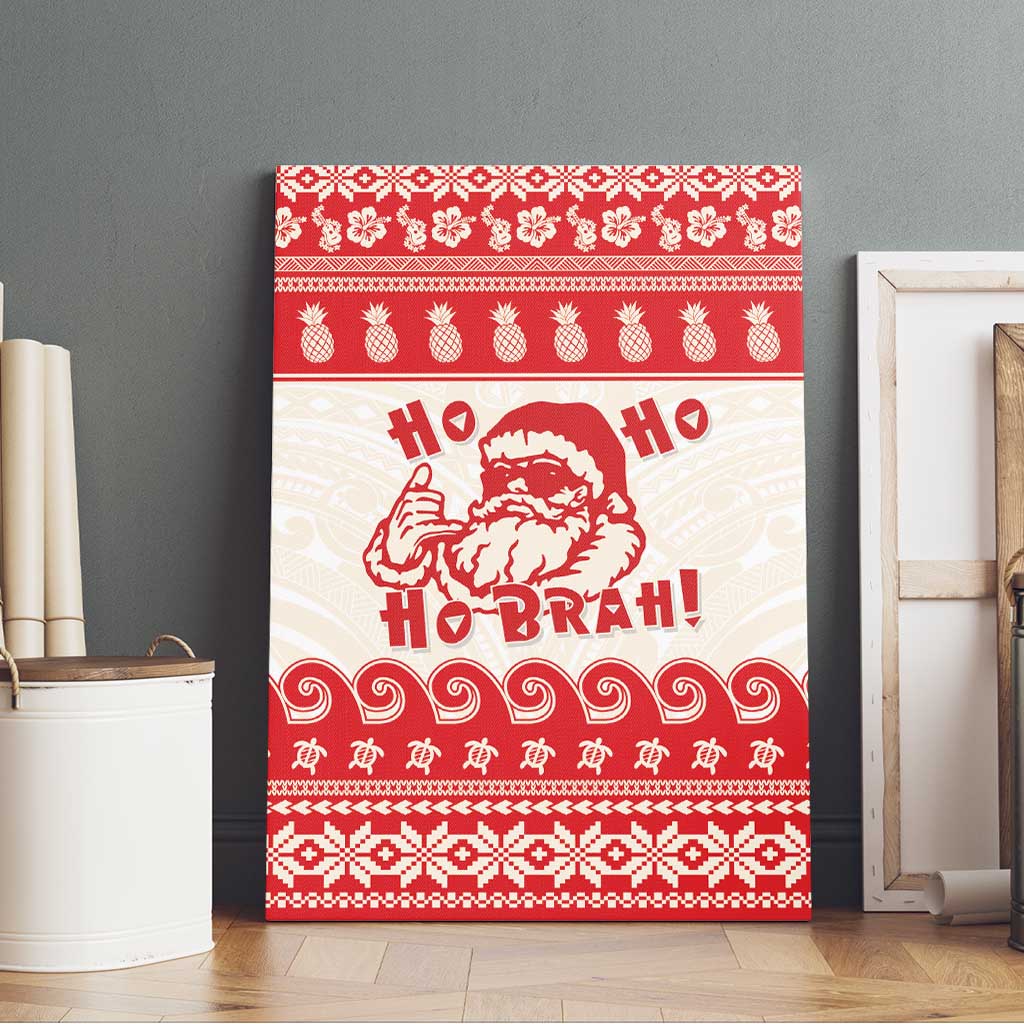 Red Mele Kalikimaka Hawaii Canvas Wall Art Funny Ho Ho Ho Santa Shaka LT14 - Polynesian Pride