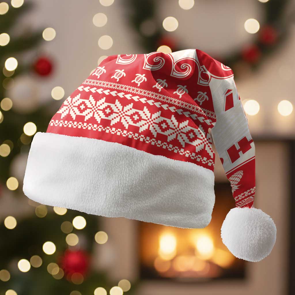 Red Mele Kalikimaka Hawaii Christmas Santa Hat Funny Ho Ho Ho Santa Shaka - Polynesian Pride