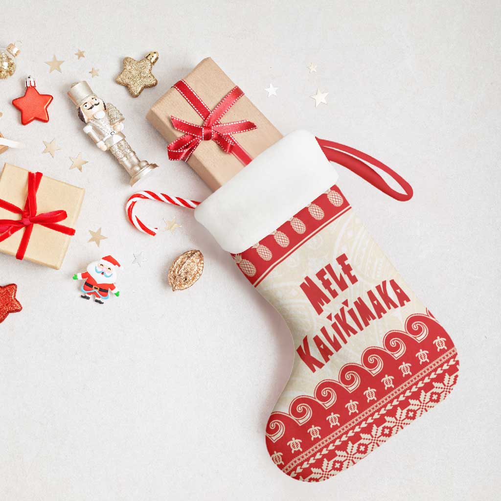 Red Mele Kalikimaka Hawaii Christmas Stocking Funny Ho Ho Ho Santa Shaka - Polynesian Pride