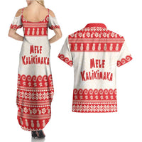Red Mele Kalikimaka Hawaii Couples Matching Summer Maxi Dress and Hawaiian Shirt Funny Ho Ho Ho Santa Shaka LT14 - Polynesian Pride