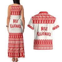 Red Mele Kalikimaka Hawaii Couples Matching Tank Maxi Dress and Hawaiian Shirt Funny Ho Ho Ho Santa Shaka LT14 - Polynesian Pride