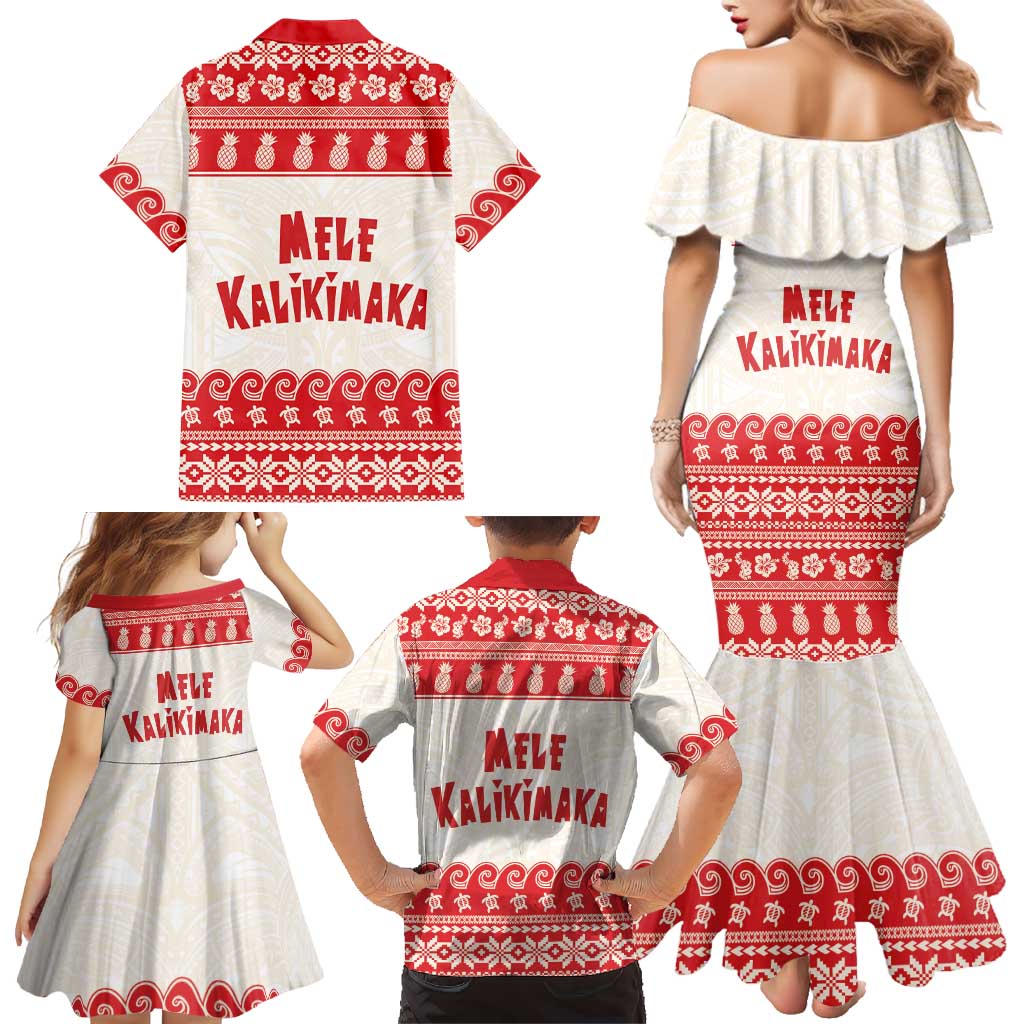 Red Mele Kalikimaka Hawaii Family Matching Mermaid Dress and Hawaiian Shirt Funny Ho Ho Ho Santa Shaka LT14 - Polynesian Pride