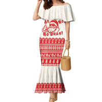 Red Mele Kalikimaka Hawaii Family Matching Mermaid Dress and Hawaiian Shirt Funny Ho Ho Ho Santa Shaka LT14 Mom's Dress Red - Polynesian Pride