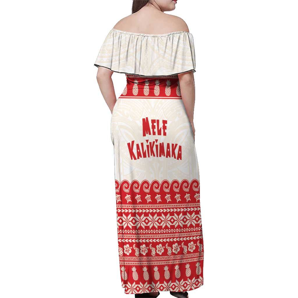 Red Mele Kalikimaka Hawaii Family Matching Off Shoulder Maxi Dress and Hawaiian Shirt Funny Ho Ho Ho Santa Shaka LT14 - Polynesian Pride
