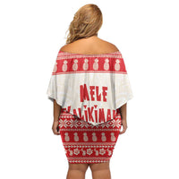 Red Mele Kalikimaka Hawaii Family Matching Off Shoulder Short Dress and Hawaiian Shirt Funny Ho Ho Ho Santa Shaka LT14 - Polynesian Pride