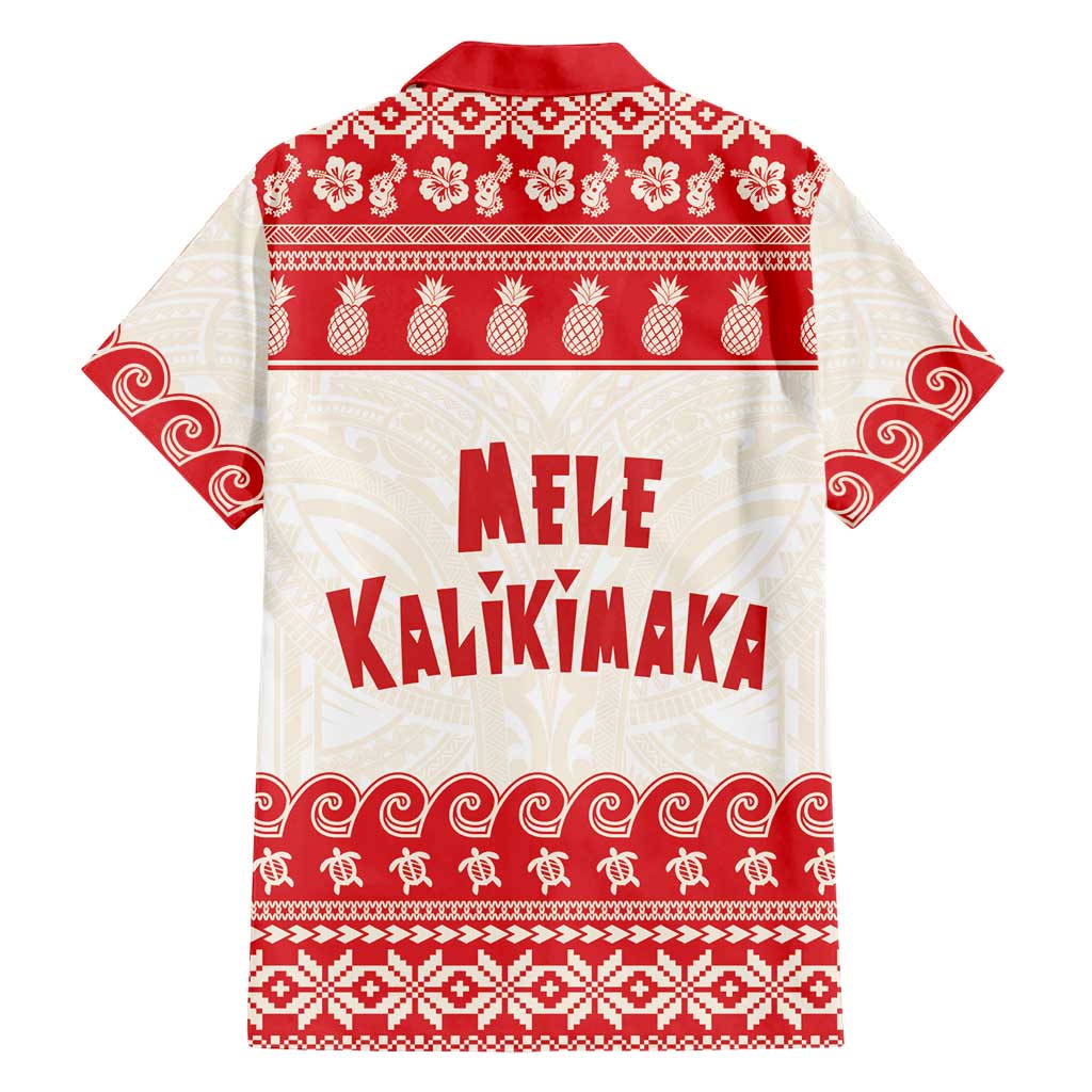 Red Mele Kalikimaka Hawaii Family Matching Short Sleeve Bodycon Dress and Hawaiian Shirt Funny Ho Ho Ho Santa Shaka LT14 - Polynesian Pride