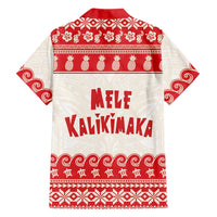 Red Mele Kalikimaka Hawaii Family Matching Short Sleeve Bodycon Dress and Hawaiian Shirt Funny Ho Ho Ho Santa Shaka LT14 - Polynesian Pride