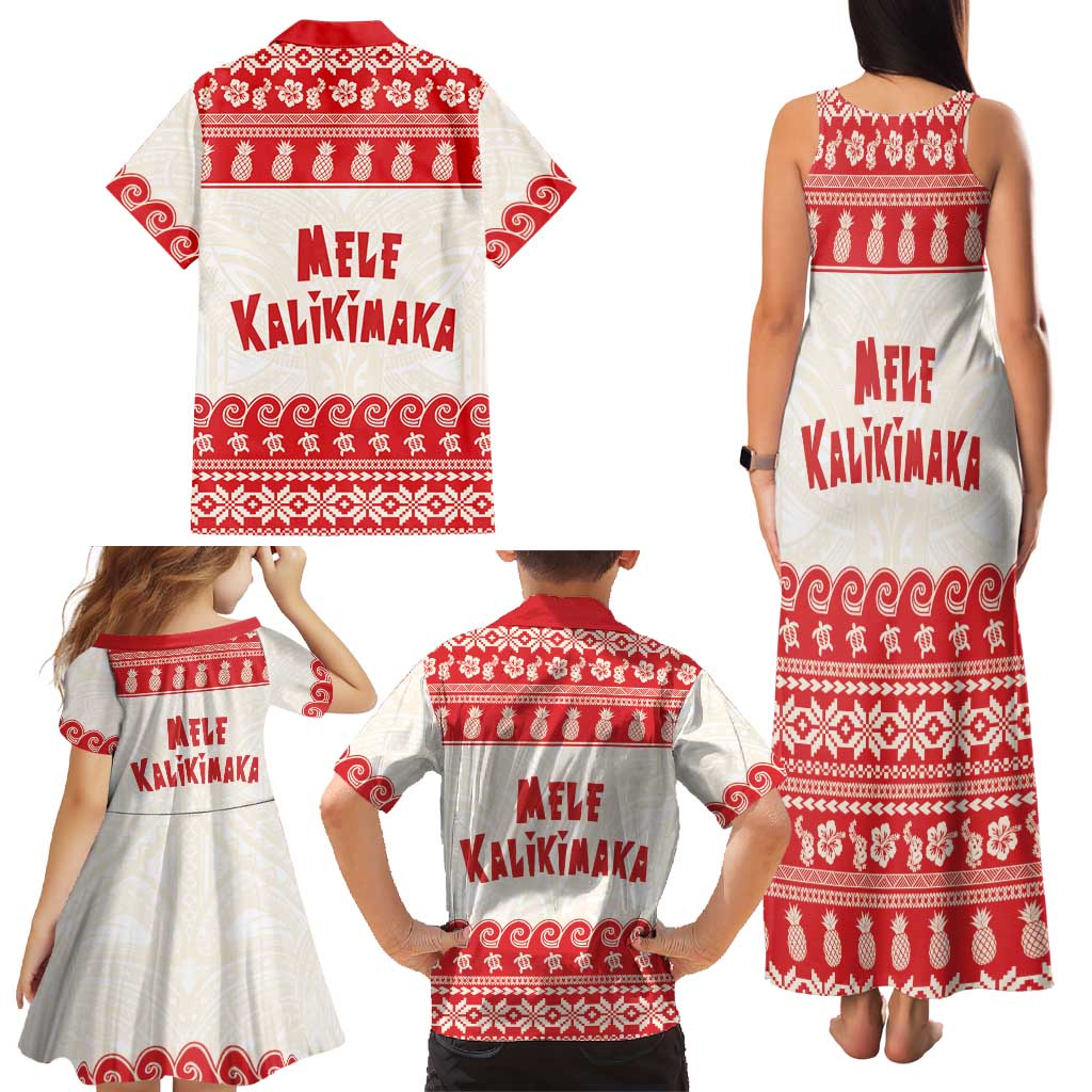 Red Mele Kalikimaka Hawaii Family Matching Tank Maxi Dress and Hawaiian Shirt Funny Ho Ho Ho Santa Shaka LT14 - Polynesian Pride