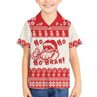 Red Mele Kalikimaka Hawaii Kid Hawaiian Shirt Funny Ho Ho Ho Santa Shaka - Polynesian Pride