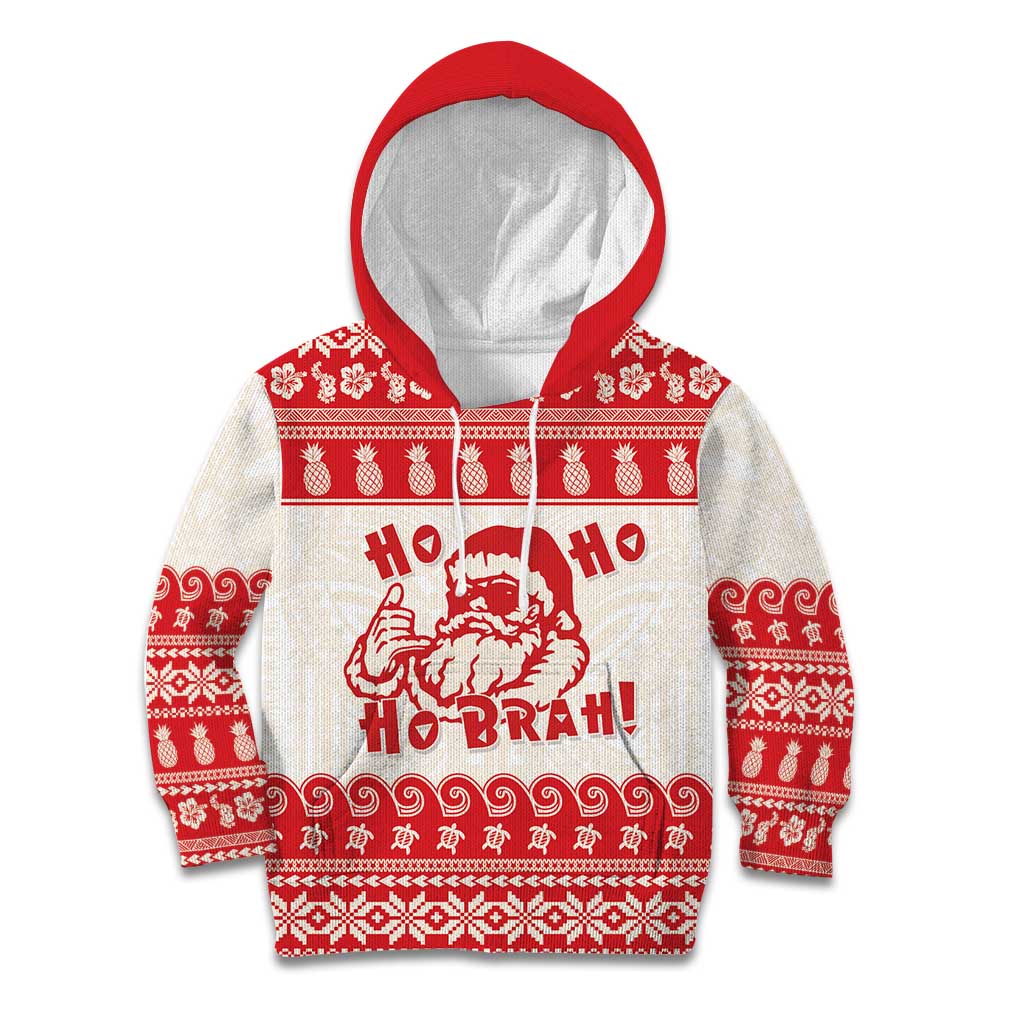 Red Mele Kalikimaka Hawaii Kid Hoodie Funny Ho Ho Ho Santa Shaka LT14 Hoodie Red - Polynesian Pride