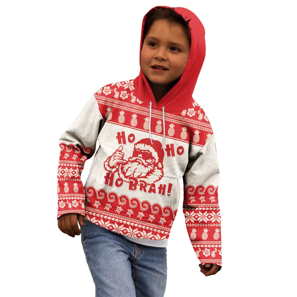 Red Mele Kalikimaka Hawaii Kid Hoodie Funny Ho Ho Ho Santa Shaka LT14 - Polynesian Pride