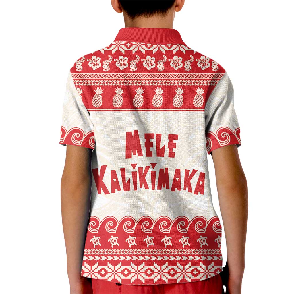 Red Mele Kalikimaka Hawaii Kid Polo Shirt Funny Ho Ho Ho Santa Shaka LT14 - Polynesian Pride
