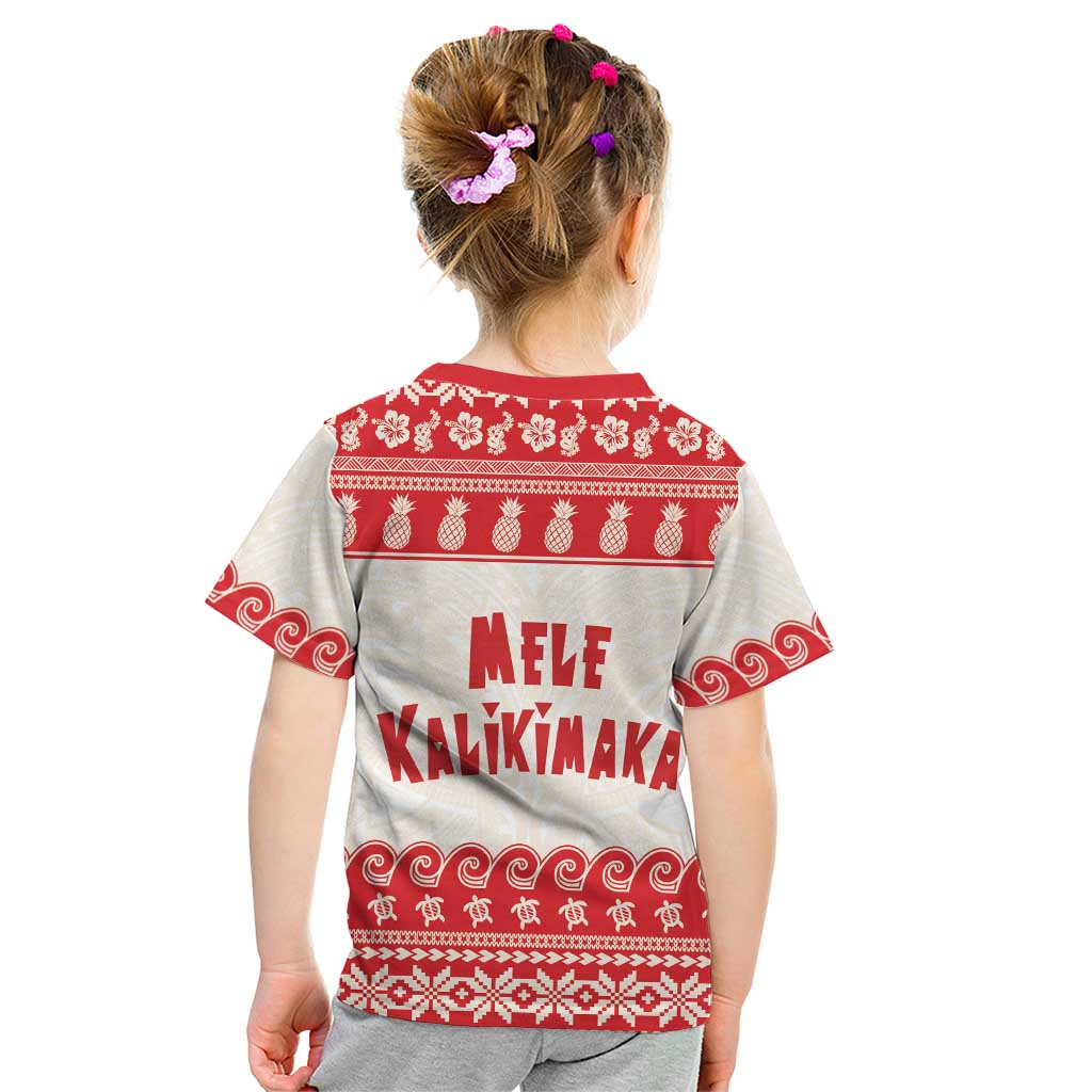 Red Mele Kalikimaka Hawaii Kid T Shirt Funny Ho Ho Ho Santa Shaka - Polynesian Pride