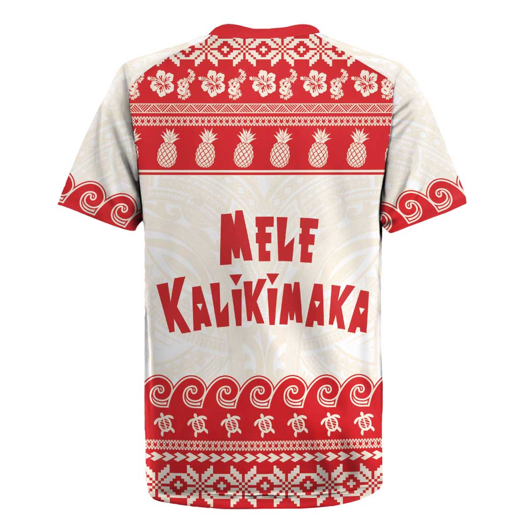 Red Mele Kalikimaka Hawaii Rugby Jersey Funny Ho Ho Ho Santa Shaka - Polynesian Pride