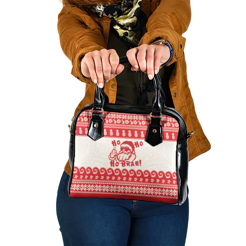 Red Mele Kalikimaka Hawaii Shoulder Handbag Funny Ho Ho Ho Santa Shaka - Polynesian Pride