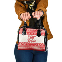 Red Mele Kalikimaka Hawaii Shoulder Handbag Funny Ho Ho Ho Santa Shaka - Polynesian Pride