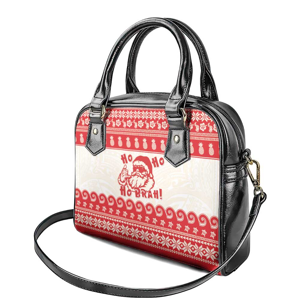 Red Mele Kalikimaka Hawaii Shoulder Handbag Funny Ho Ho Ho Santa Shaka - Polynesian Pride
