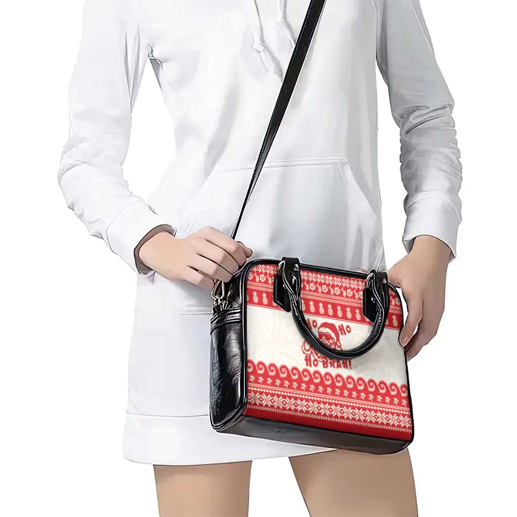 Red Mele Kalikimaka Hawaii Shoulder Handbag Funny Ho Ho Ho Santa Shaka - Polynesian Pride