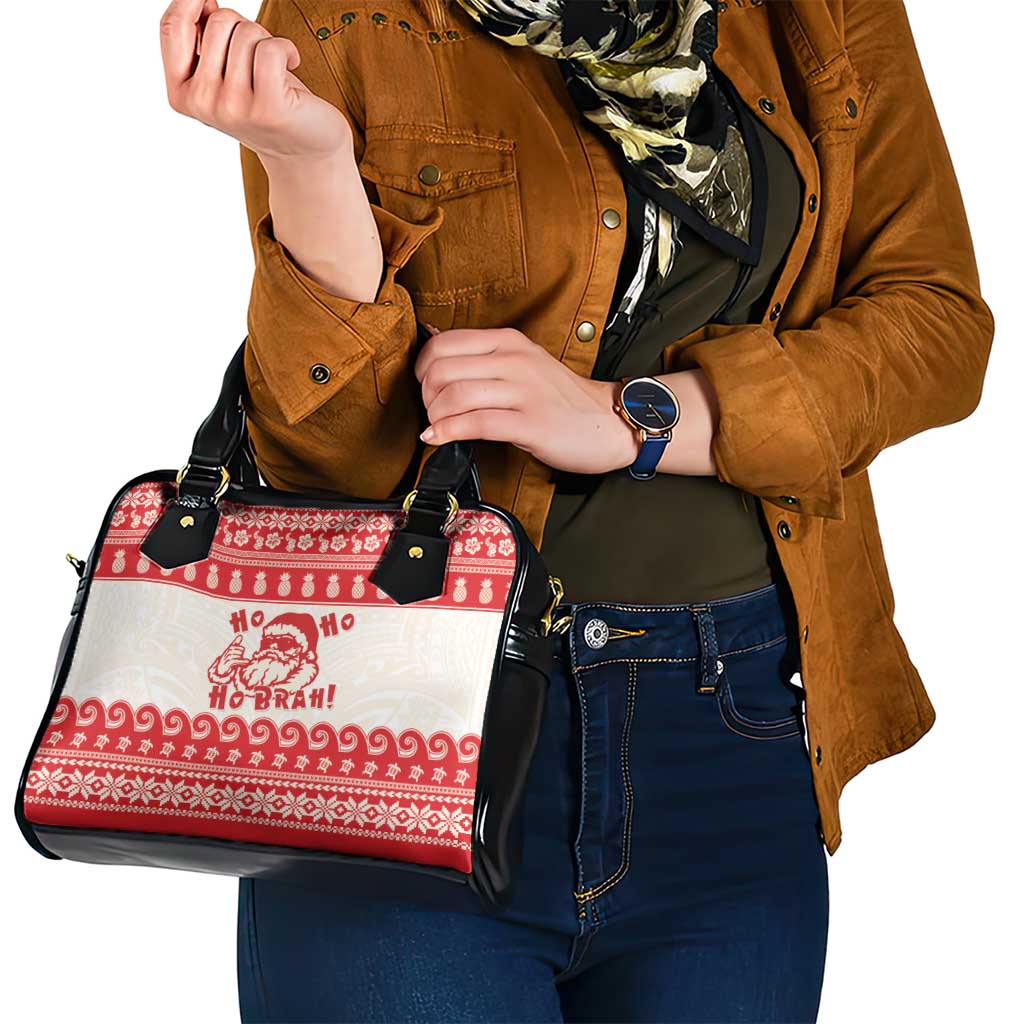 Red Mele Kalikimaka Hawaii Shoulder Handbag Funny Ho Ho Ho Santa Shaka - Polynesian Pride