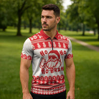 Red Mele Kalikimaka Hawaii Zipper Polo Shirt Funny Ho Ho Ho Santa Shaka - Polynesian Pride