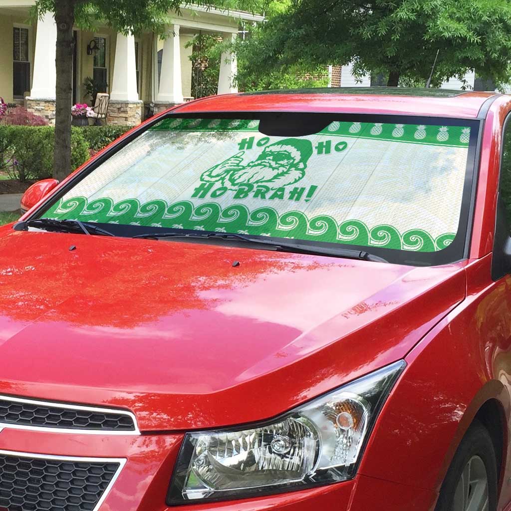 Green Mele Kalikimaka Hawaii Auto Sun Shade Funny Ho Ho Ho Santa Shaka - Polynesian Pride