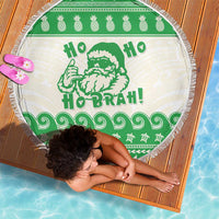 Green Mele Kalikimaka Hawaii Beach Blanket Funny Ho Ho Ho Santa Shaka LT14 - Polynesian Pride