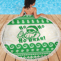Green Mele Kalikimaka Hawaii Beach Blanket Funny Ho Ho Ho Santa Shaka LT14 - Polynesian Pride