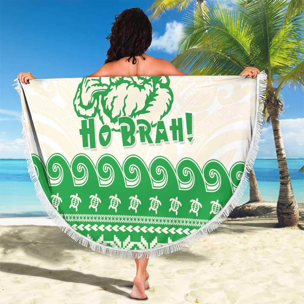 Green Mele Kalikimaka Hawaii Beach Blanket Funny Ho Ho Ho Santa Shaka LT14 - Polynesian Pride