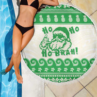 Green Mele Kalikimaka Hawaii Beach Blanket Funny Ho Ho Ho Santa Shaka LT14 - Polynesian Pride