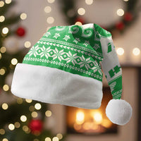 Green Mele Kalikimaka Hawaii Christmas Santa Hat - Funny Ho Ho Ho Santa Shaka LT14 Without Fur Green - Polynesian Pride