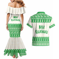 Green Mele Kalikimaka Hawaii Couples Matching Mermaid Dress and Hawaiian Shirt Funny Ho Ho Ho Santa Shaka LT14 - Polynesian Pride