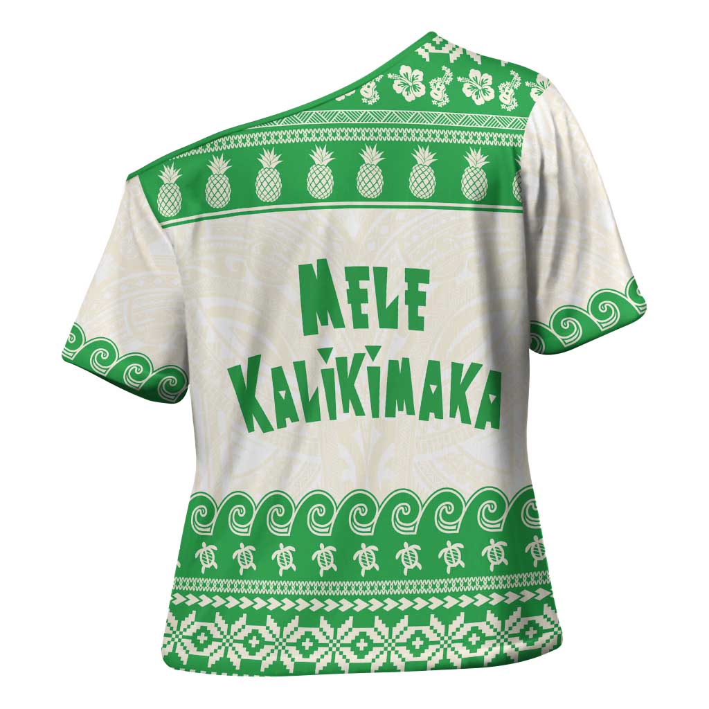 Green Mele Kalikimaka Hawaii Cross Shoulder Shirt Funny Ho Ho Ho Santa Shaka - Polynesian Pride