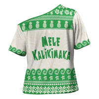 Green Mele Kalikimaka Hawaii Cross Shoulder Shirt Funny Ho Ho Ho Santa Shaka - Polynesian Pride