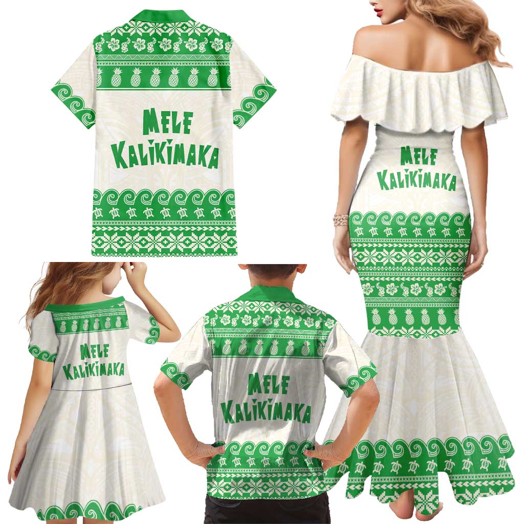 Green Mele Kalikimaka Hawaii Family Matching Mermaid Dress and Hawaiian Shirt Funny Ho Ho Ho Santa Shaka LT14 - Polynesian Pride