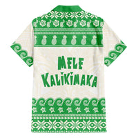 Green Mele Kalikimaka Hawaii Family Matching Off The Shoulder Long Sleeve Dress and Hawaiian Shirt Funny Ho Ho Ho Santa Shaka LT14 - Polynesian Pride