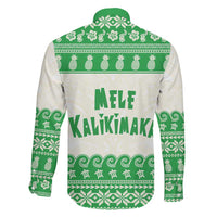 Green Mele Kalikimaka Hawaii Family Matching Off The Shoulder Long Sleeve Dress and Hawaiian Shirt Funny Ho Ho Ho Santa Shaka LT14 - Polynesian Pride