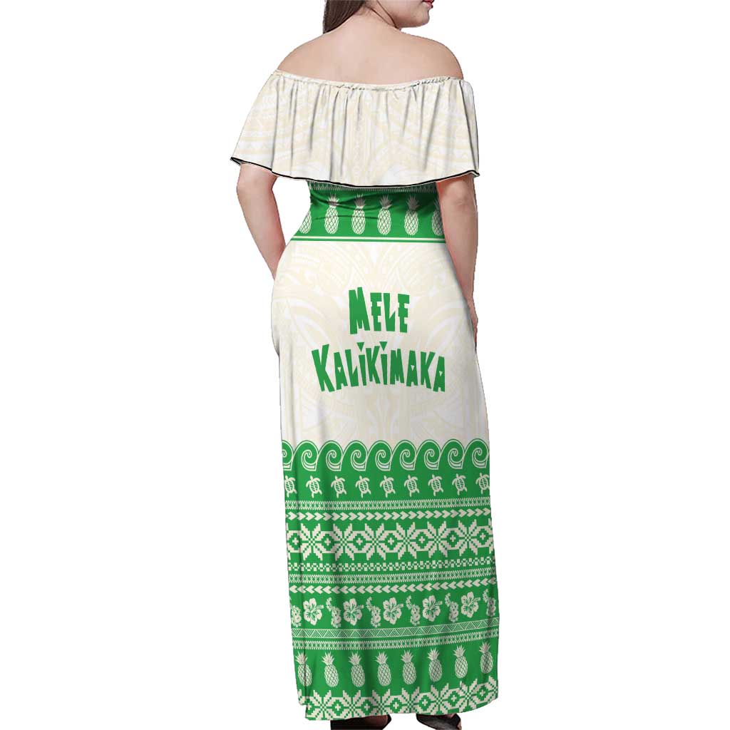 Green Mele Kalikimaka Hawaii Family Matching Off Shoulder Maxi Dress and Hawaiian Shirt Funny Ho Ho Ho Santa Shaka LT14 - Polynesian Pride