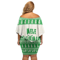 Green Mele Kalikimaka Hawaii Family Matching Off Shoulder Short Dress and Hawaiian Shirt Funny Ho Ho Ho Santa Shaka LT14 - Polynesian Pride