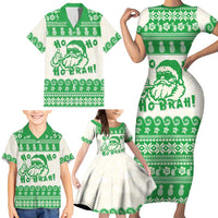 Green Mele Kalikimaka Hawaii Family Matching Short Sleeve Bodycon Dress and Hawaiian Shirt Funny Ho Ho Ho Santa Shaka LT14 - Polynesian Pride