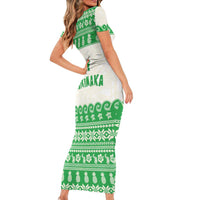 Green Mele Kalikimaka Hawaii Family Matching Short Sleeve Bodycon Dress and Hawaiian Shirt Funny Ho Ho Ho Santa Shaka LT14 - Polynesian Pride