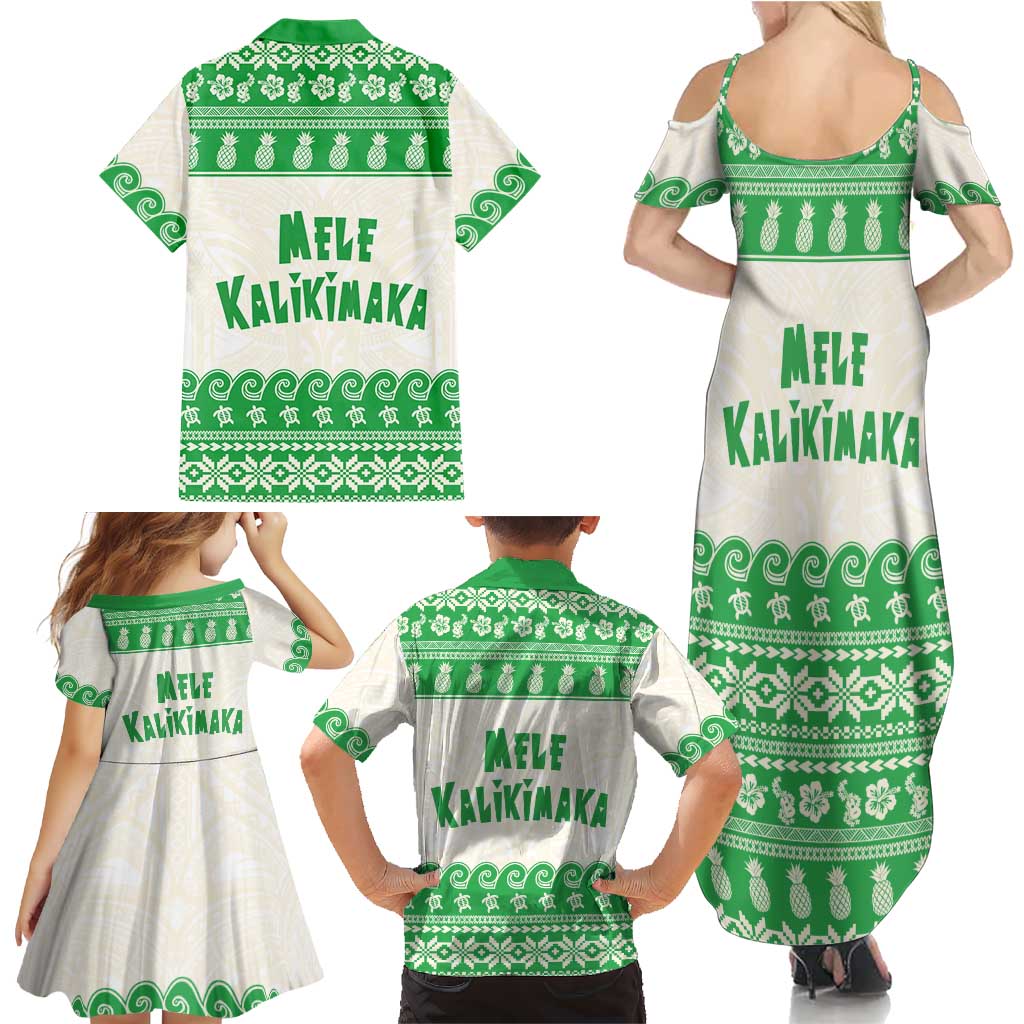 Green Mele Kalikimaka Hawaii Family Matching Summer Maxi Dress and Hawaiian Shirt Funny Ho Ho Ho Santa Shaka LT14 - Polynesian Pride