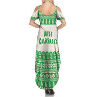 Green Mele Kalikimaka Hawaii Family Matching Summer Maxi Dress and Hawaiian Shirt Funny Ho Ho Ho Santa Shaka LT14 - Polynesian Pride
