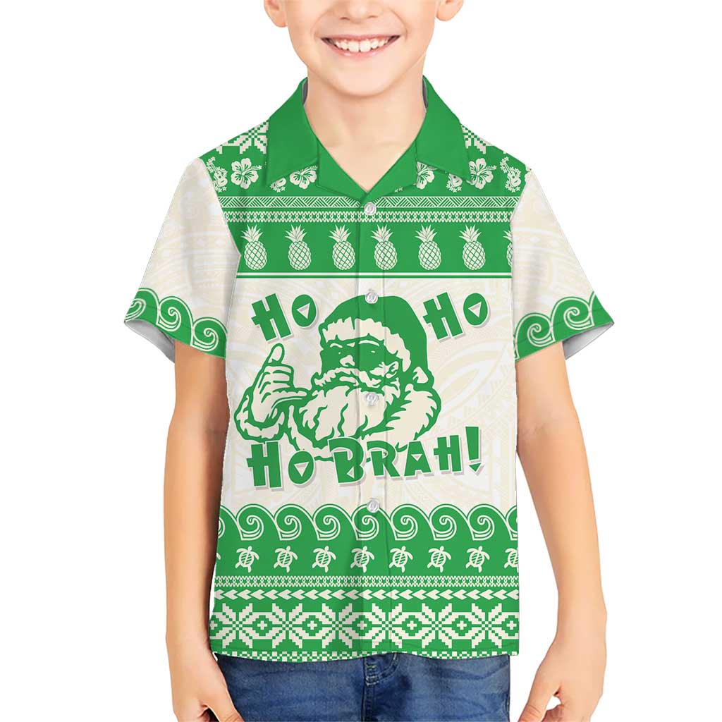 Green Mele Kalikimaka Hawaii Hawaiian Shirt Funny Ho Ho Ho Santa Shaka - Polynesian Pride
