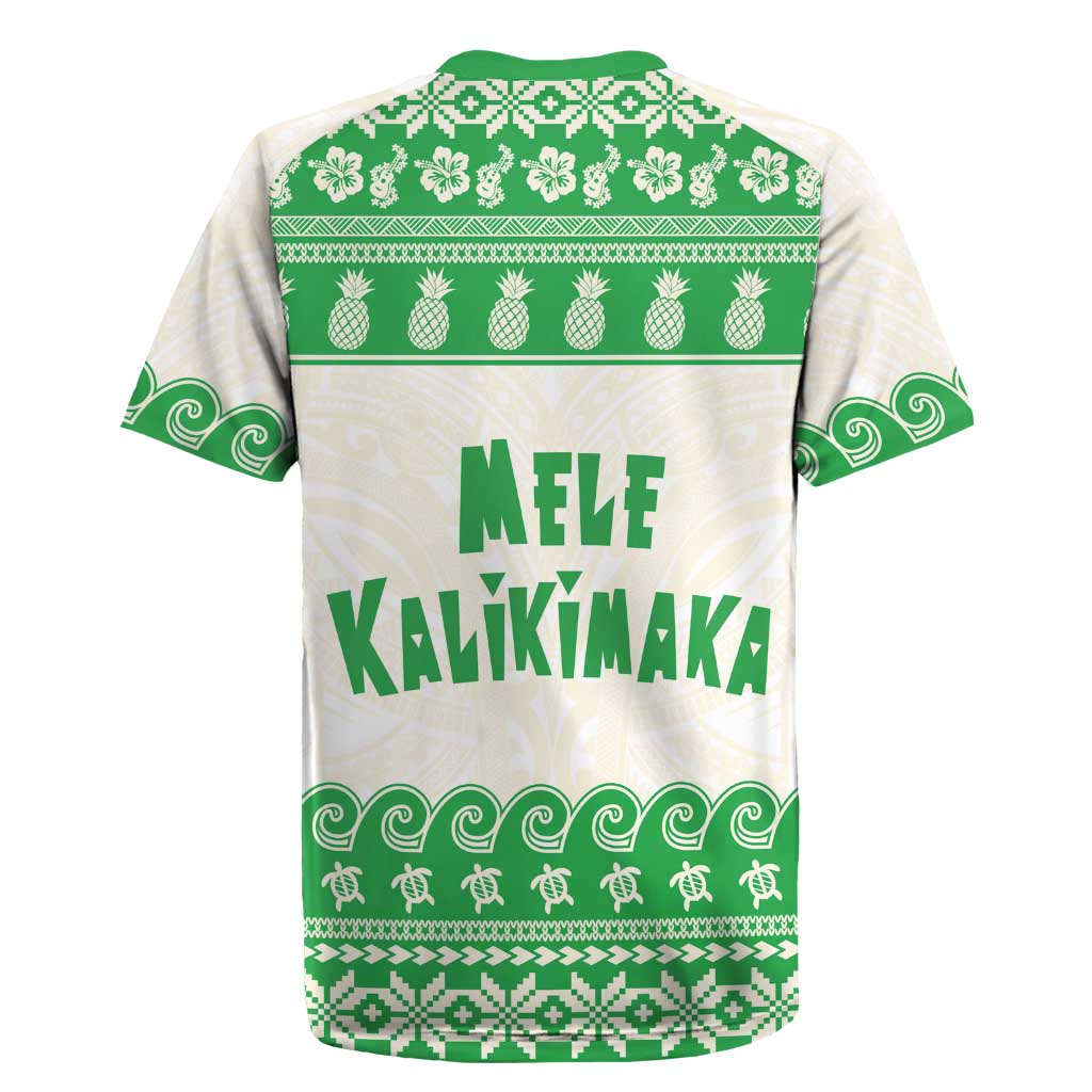 Green Mele Kalikimaka Hawaii Rugby Jersey Funny Ho Ho Ho Santa Shaka - Polynesian Pride